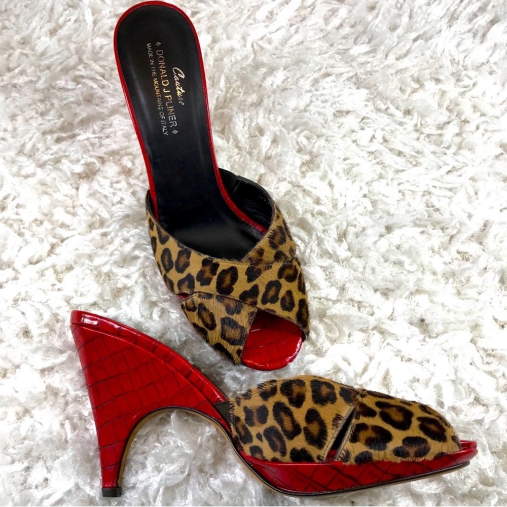 Donald J. Pliner Couture Vintage All Leather Leopard pin up heels